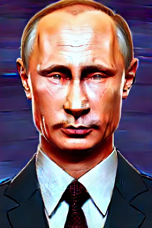 Image similar to vladimir putin as a simpsons character, 2 d portrait, symmetrical, highly detailed, digital painting, artstation, concept art, smooth, sharp focus, illustration, cinematic lighting, art by artgerm and greg rutkowski and alphonse mucha