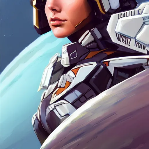 Image similar to a portrait of a stunning beautiful elite gal gadot gundam pilot, with an intricate, detailed, urban inspired hiphop afro futuristic helmet, vector behance hd jesper ejsing, rhads, makoto shinkai, lois van baarle, ilya kuvshinov, rossdraws, hd, 3 2 k, ilya kuvshinov, gustav klimt