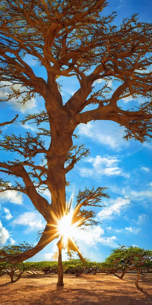 Image similar to Aruba iconic Divi tree beautiful sun rays award winning photo