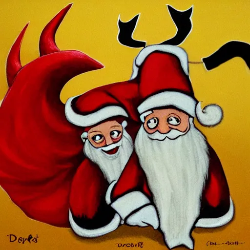 Prompt: satan claus with devil's tail, dennis carlsson