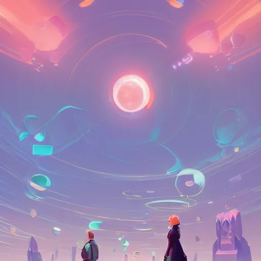 Prompt: the multiverse as a big number of spheric worlds on a peg - top, mattepainting concept blizzard pixar maya engine on stylized background splash comics global illumination lighting artstation lois van baarle, ilya kuvshinov, rossdraws