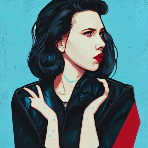 Image similar to Scarlett Johansson as Black Widow profile picture by Sachin Teng, asymmetrical, Organic Painting , Matte Painting, geometric shapes, hard edges, graffiti, street art:2 by Sachin Teng:4