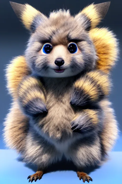 Prompt: high quality 3 d render hyperrealist very cute multicolor fluffy! cyborg!! quokka hybrid with wings!!!, highly detailed, vray smooth, in the style of detective pikachu, hannah yata charlie immer, dramatic blue light, low angle, uhd 8 k, sharp focus