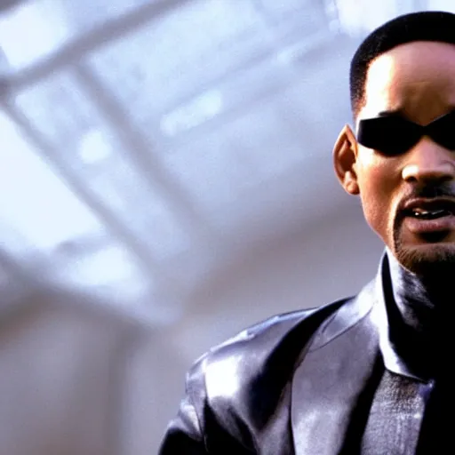 Image similar to A still of Will Smith as Neo from The Matrix. Extremely detailed. Beautiful. 4K. Award winning.