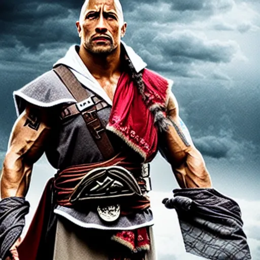 Image similar to dwayne johnson as ezio auditore