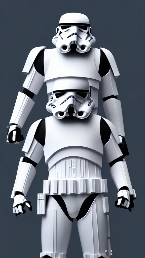 Image similar to a stormtrooper as a low - poly 3 d render - isometric. minimalistic. color harmony, 8 k detail, gallery quality, hd wallpaper, premium prints available, hyper - detailed, intricate design.