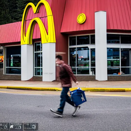 Image similar to Scott Morisson leaving Engadine McDonalds in a hurry, Canon EOS R3, f/1.4, ISO 200, 1/160s, 8K, RAW, unedited, symmetrical balance, in-frame