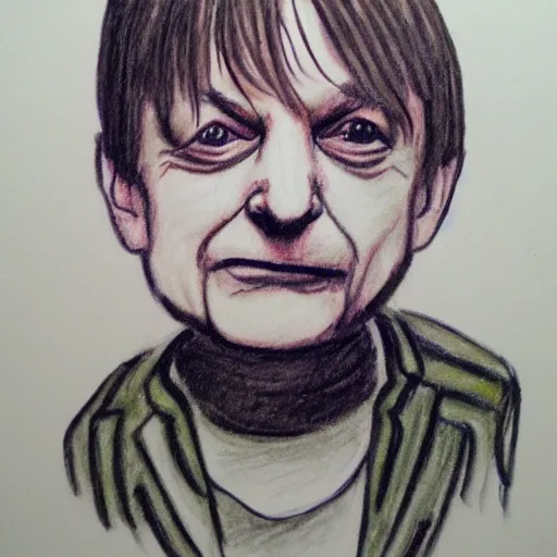 Image similar to mark e smith, children's crayon drawing