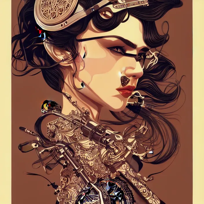 Image similar to female biker illustration, vector art style, medium shot, intricate, elegant, highly detailed, digital art, ffffound, art by jc leyendecker and sachin teng