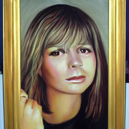 Image similar to gorgeous oil painting portrait of france gall, masterpiece, highly detailed