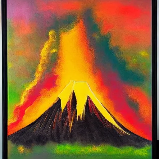 Prompt: a volcano, modern art