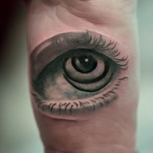 Prompt: double exposure hand tattoo of a crying eye, watercolor, stylish