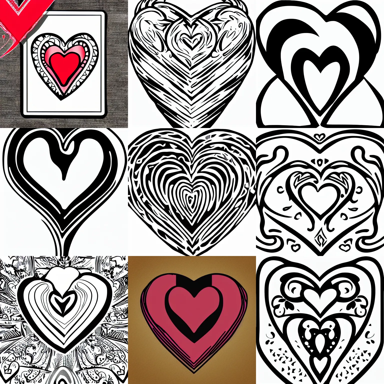 Prompt: heart tattoo flash, svg, clipart, vector graphic