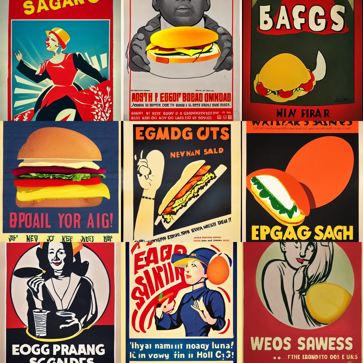 Prompt: propaganda poster for an egg sandwich