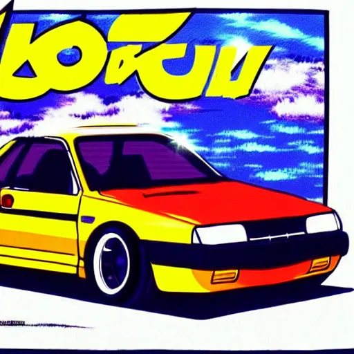 Initial D Anime Style Cars Midjourney Prompt