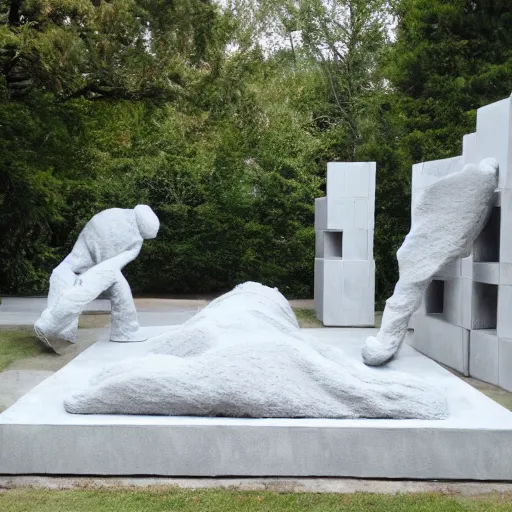 Prompt: : sculpture garden Daniel arsham style