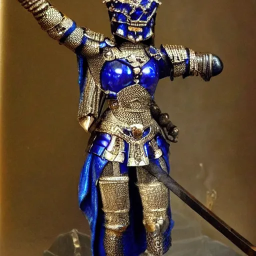 Image similar to beautiful warrior with sapphire encrusted armour, highly detailed,