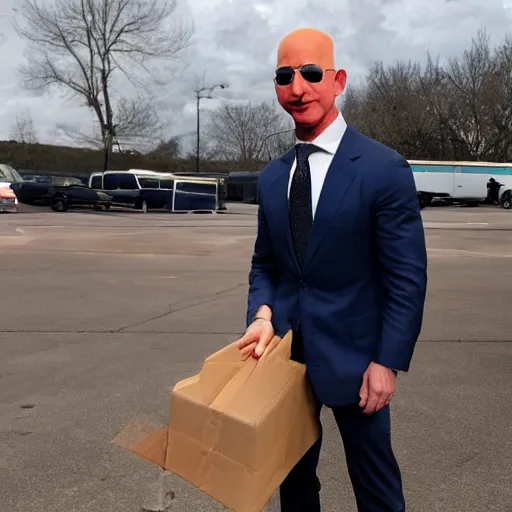 Prompt: jeff bezos with a cone head