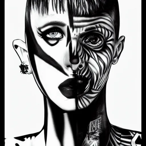 Prompt: black and white zeff art style die antwoord photo realistic