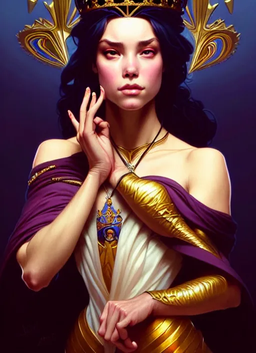 Prompt: ashley tervort as queen, incredibly detailed face, true anatomy, art by artgerm and greg rutkowski and alphonse mucha