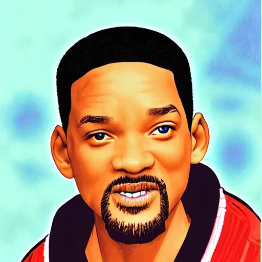 Image similar to will smith portrait, by ken sugimori