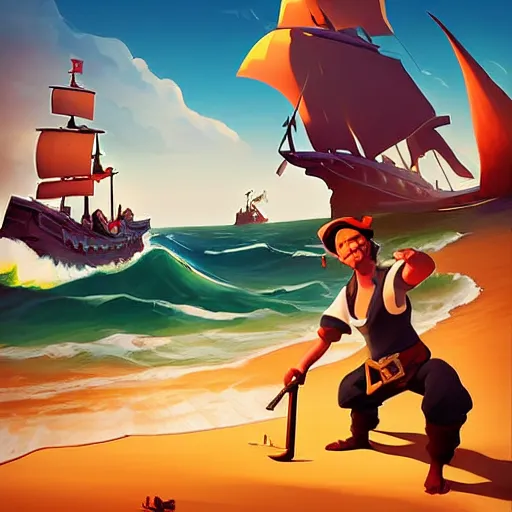 Image similar to painting treasure on sea of thieves game smooth median photoshop filter cutout vector, behance hd by jesper ejsing, by rhads, makoto shinkai and lois van baarle, ilya kuvshinov, rossdraws global illumination