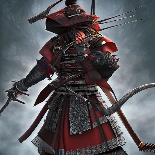 Image similar to Male Samurai Pirate, hd, intricate, bloodborne, 8k, digital art