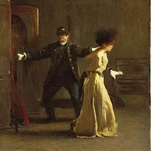 Image similar to actress rehearsing an action scene by alfred stevens