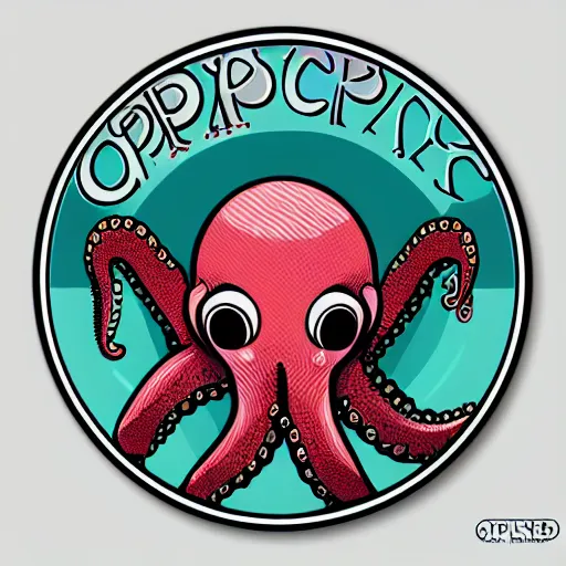 Image similar to sticker of an octopus shark cyborg hybrid, digital art
