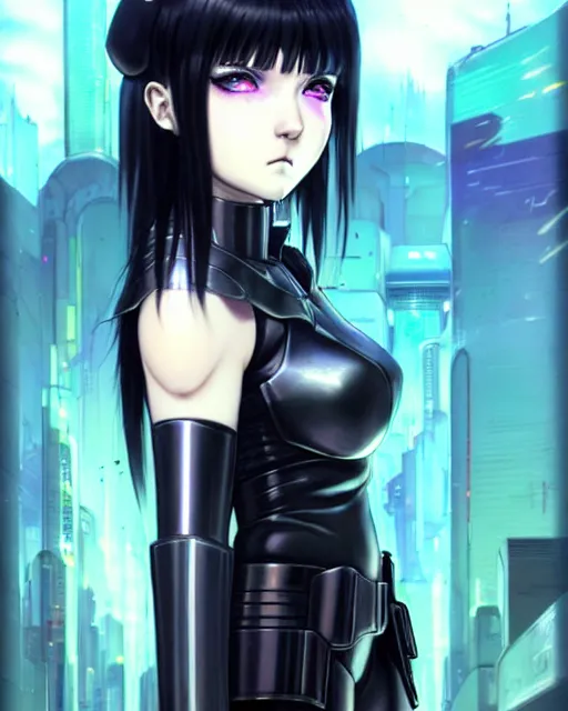 prompthunt: anime style hot dark occult cyberpunk cute girl, dark