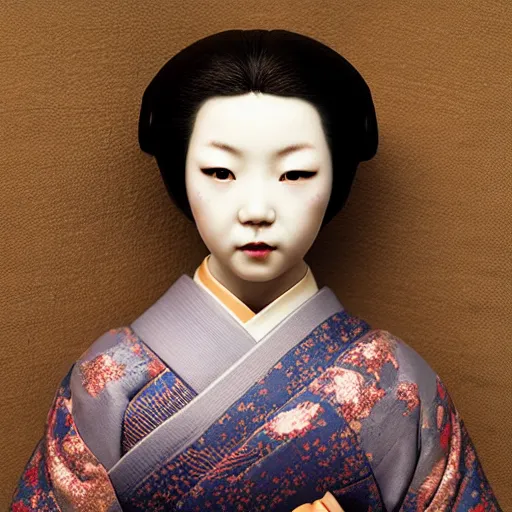 Image similar to portrait of a geisha porcelain doll kintsugi, fractal, intricate, elegant, highly detailed, digital photography, subsurface scattering, by jheronimus bosch and james jean and greg rutkowski,