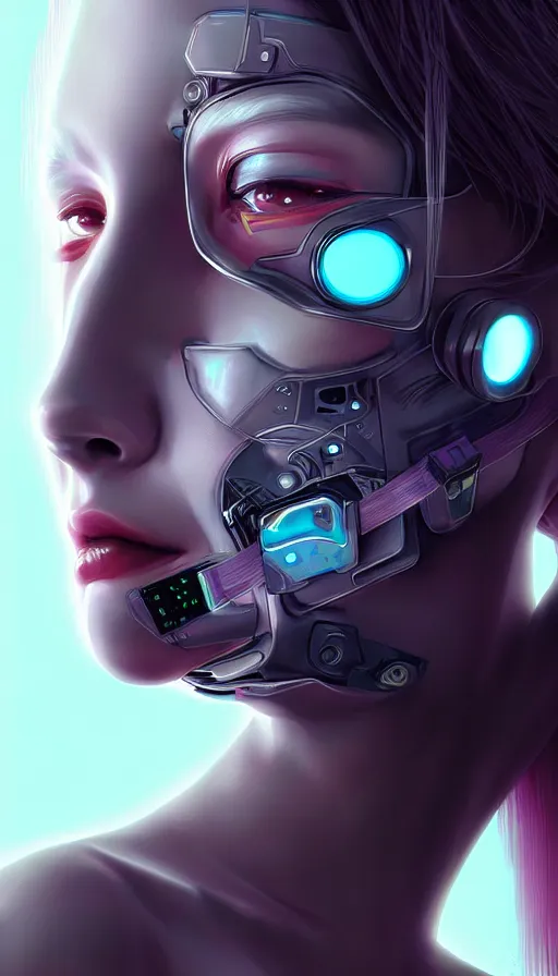 Image similar to face mask on beautiful woman face, cyberpunk art by kuno veeber, cgsociety, computer art, ultra detailed, futuristic, anime aesthetic