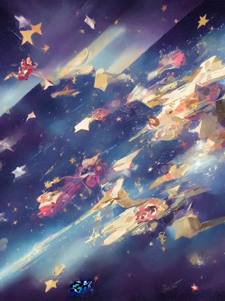 Image similar to shooting star by disney concept artists, blunt borders, rule of thirds