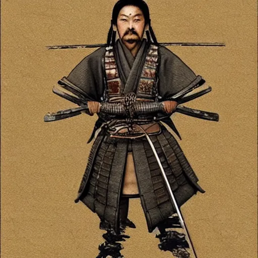 Prompt: realistic samurai in a old art japonese