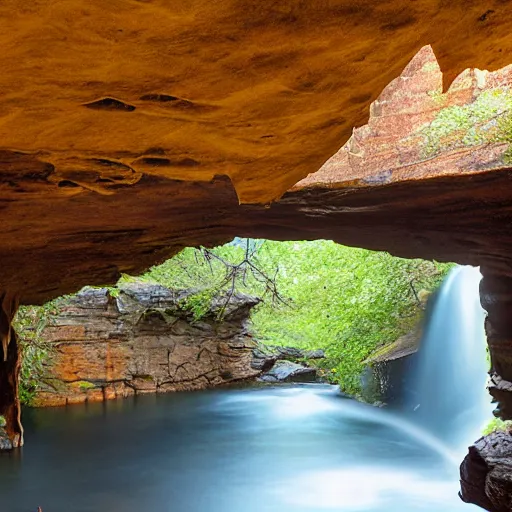 Prompt: indian cave, petit jean mountain