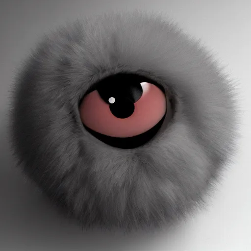 Image similar to fluffy ball with one eye. monster. looking to the camera. smile. artstation.