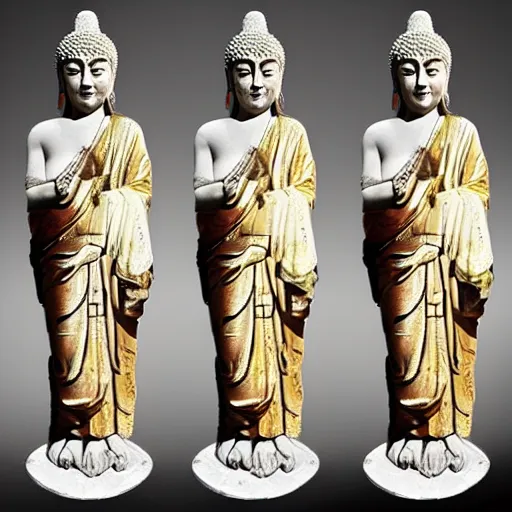 Prompt: “Indo-Greek :2 style statue wearing the coolest shades of Buddha:4, marble:3, highly detailed, photo realistic, hyper realistic”