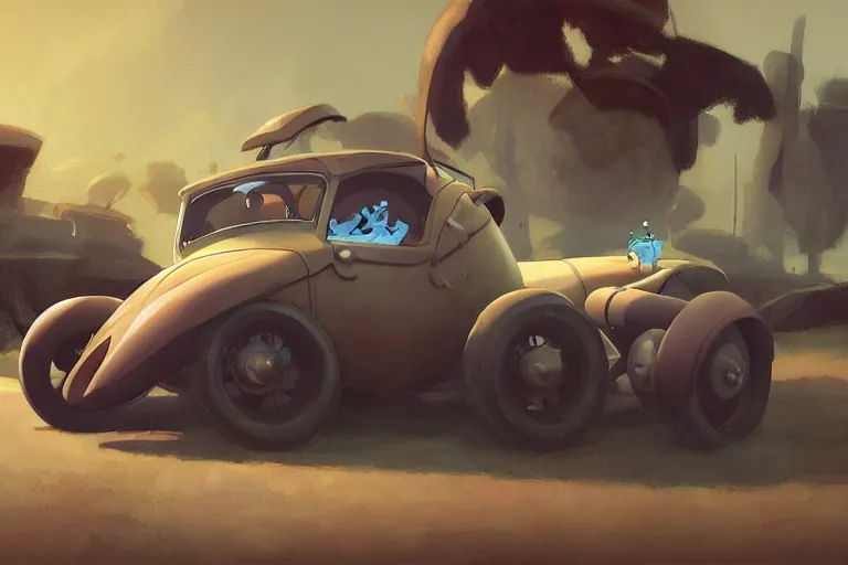 Image similar to a cartoony 1930 car, in the style of Rayman origins, michael ancel, Ruan Jia and Mandy Jurgens and Greg Rutkowski, trending on Artstation, award winning, unreal engine, octane render H 1024