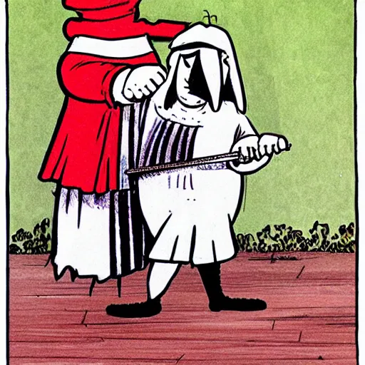 Image similar to drawing of pulcinella by don martin, from mad magazine 1 9 8 7