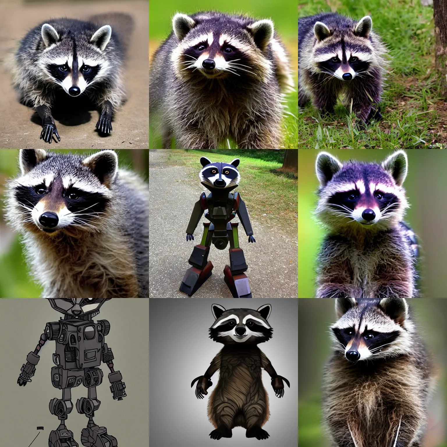 Prompt: a mech that looks like a raccoon