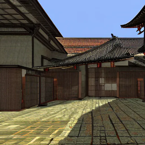 Image similar to japan rendered in the original quake 1 engine