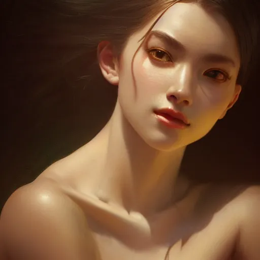 Image similar to a portrait of ghandicinematic lighting, photorealistic, octane render, 8 k, depth of field, 3 d, art by artgerm and greg rutkowski and alphonse mucha and uang guangjian and gil elvgren and sachin ten