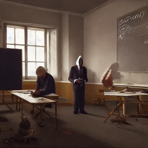 Prompt: anonymous as a teacher, weta hyperrealism cinematic lighting and composition