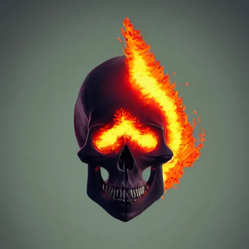 Image similar to A stunning profile of a symmetrical skull set on fire Simon Stalenhag, Trending on Artstation, 8K