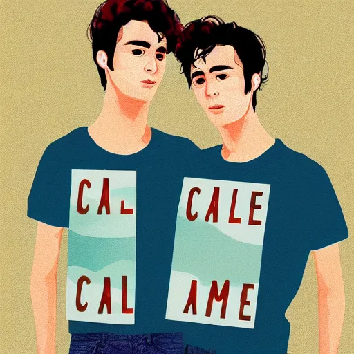 Image similar to call me by your name digital art, two boys in italy