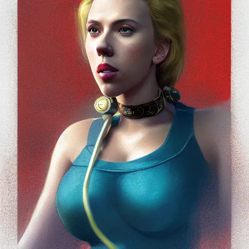 Image similar to portrait of scarlett johansson as super mario, au naturel, hyper detailed, digital art, trending in artstation, cinematic lighting, studio quality, smooth render, unreal engine 5 rendered, octane rendered, art style by klimt and nixeu and ian sprigger and wlop and krenz cushart.