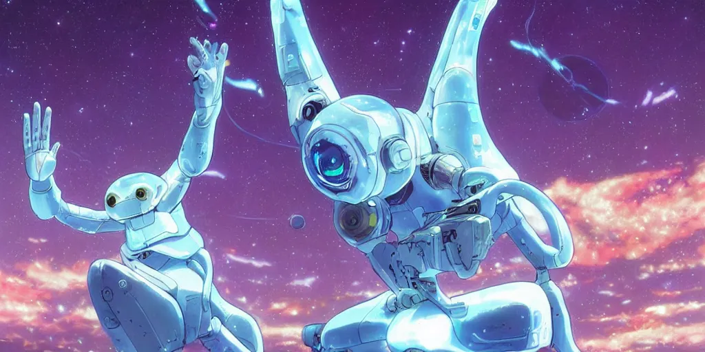 Image similar to hologram of a alien creature, art by makoto shinkai and alan bean, yukito kishiro