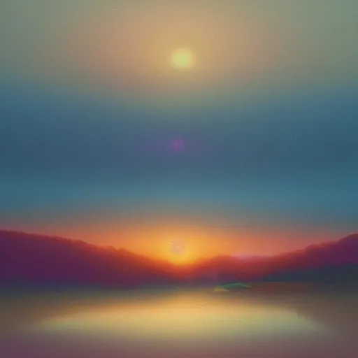 Prompt: abstract landscape painting at sunrise by james jean and David Schnell, rendering, redshift, octane