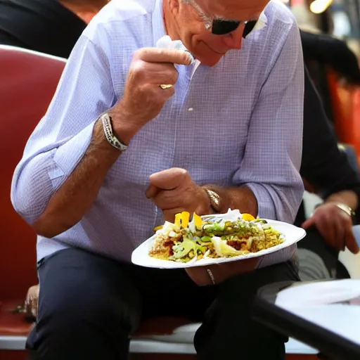 Prompt: joe biden wearing a sombrero eats tacos at mexican restaurant