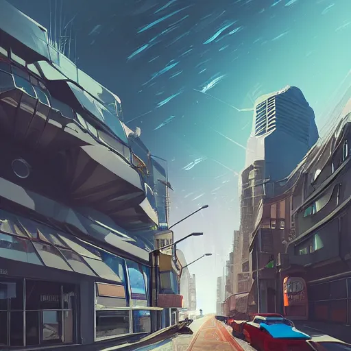 Prompt: street view, new!!!!!! futuristic!!, trending on artstation, fisheye!!! lens